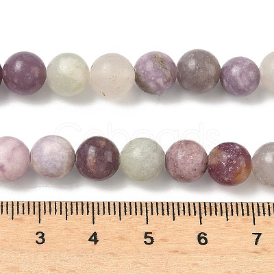 Natural Lepidolite/Purple Mica Stone Beads Strands G-F591-28-8mm-1