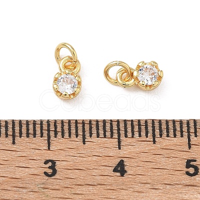 Brass Micro Pave Clear Cubic Zirconia Charms KK-D289-48A-G-1