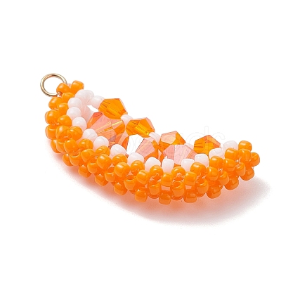 TOHO Glass Seed Beaded Orange Pendants PALLOY-MZ01125-1