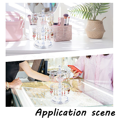 2-Tier Rotatable Round Plastic Earring Display Stands EDIS-WH0032-23-1