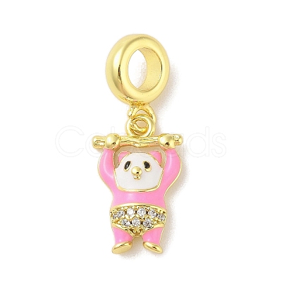 Rack Plating Brass Micro Pave Clear Cubic Zirconia Enamel European Dangle Charms KK-S380-27G-01-1
