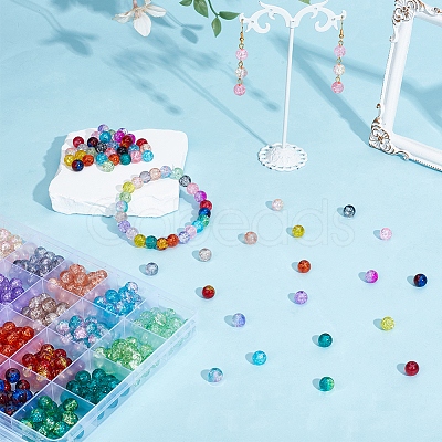 600Pcs 24 Colors Spray Painted Crackle Glass Beads CCG-PA0001-04-1