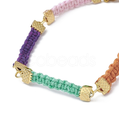 Braided Waxed Polyester Rectangle Link Chain Bracelets BJEW-JB10001-1