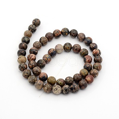 Natural Leopard Skin Jasper Round Bead Strands G-P070-77-10mm-1