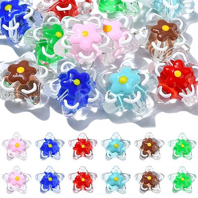 12Pcs 6 Colors Handmade Lampwork Beads LAMP-CJ0001-98-1