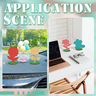 20Pcs 4 Styles Flower Unfinished Wood Display Decorations for DIY Painting Decoration Crafts DJEW-TA0001-38-1