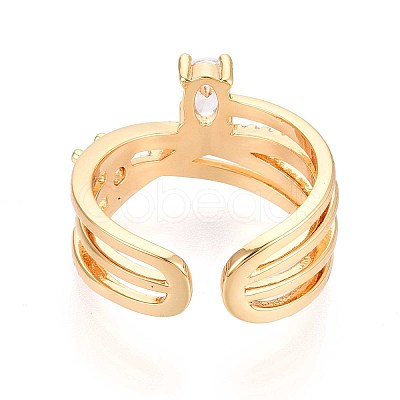 Brass Micro Pave Cubic Zirconia Cuff Rings KK-T074-79G-1
