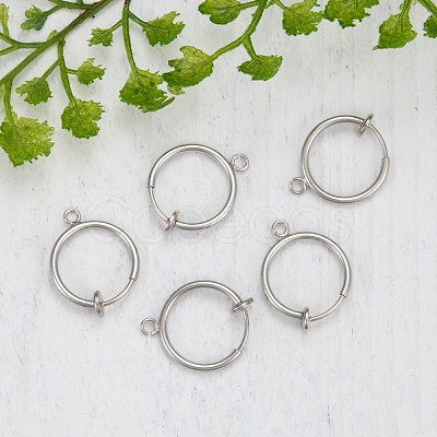 316 Surgical Stainless Steel Clip-on Hoop Earrings X-STAS-S101-15mm-01P-1