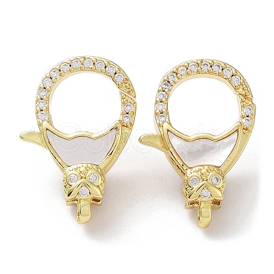 Rack Plating Brass Micro Pave Clear Cubic Zirconia Lobster Claw Clasps KK-F858-07B-G-1