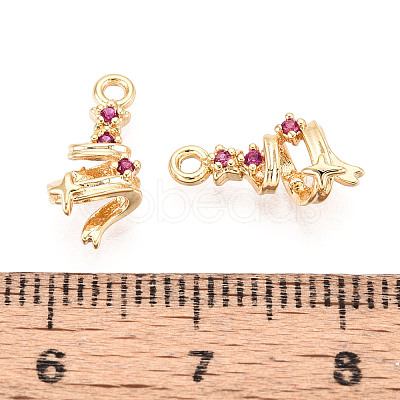 Brass Micro Pave Cubic Zirconia Charms KK-N263-140B-G-1