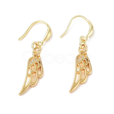 Clear Cubic Zironia Wing Dangle Earrings EJEW-B017-21G-1