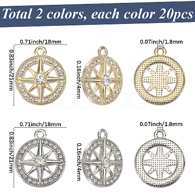 40Pcs 2 Colors Alloy Rhinestone Pendants FIND-SC0014-57-1