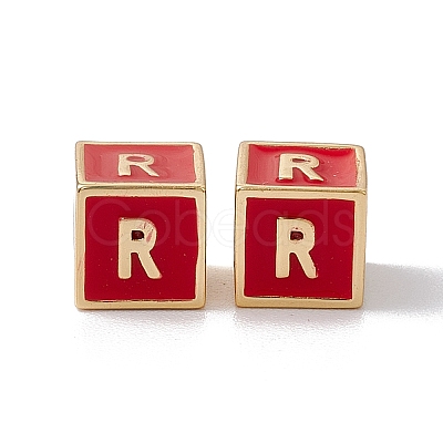 Rack Plating Brass Enamel Beads KK-B060-04G-03R-1