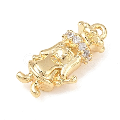 Brass Micro Pave Clear Cubic Zirconia Pendants KK-G545-07G-1