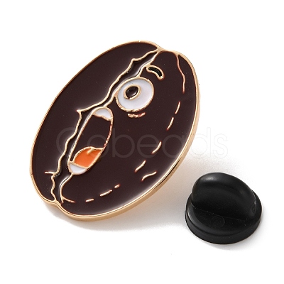 Alarmed Coffee Bean Enamel Brooches AL-I003-03G-01-1