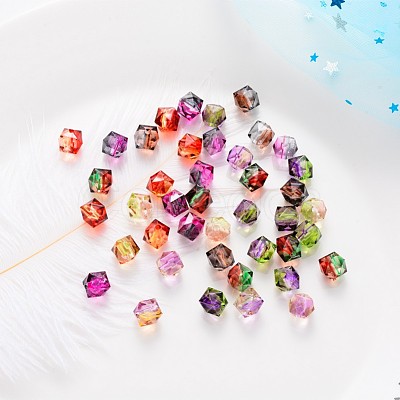 Two Tone Transparent Spray Painted Acrylic Beads X-ACRP-T005-26-M-1