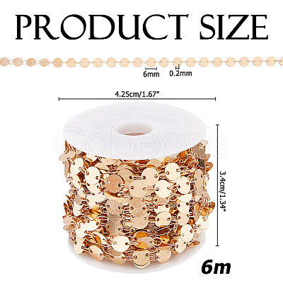 6M Brass Flat Round Link Chains CHC-HS0001-01KCG-1