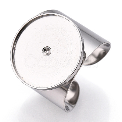 Non-Tarnish 304 Stainless Steel Open Cuff Finger Ring Cabochon Settings STAS-T060-03P-1