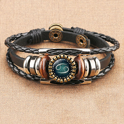 12 Constellations PU Leather Multi-strand Bracelets WGFD09F-04-1