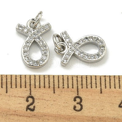 Rack Plating Brass Micro Pave Cubic Zirconia Pendants KK-K386-02I-P-1