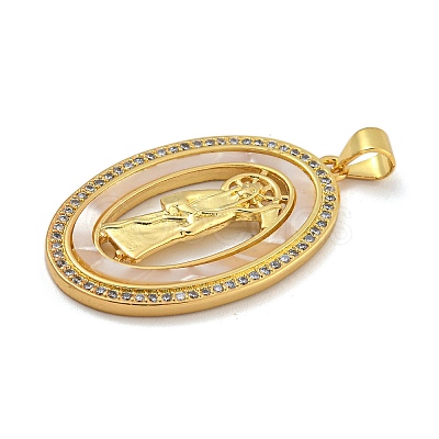 Rack Plating Brass Micro Pave Cubic Zirconia Pendants KK-I718-09G-B-1
