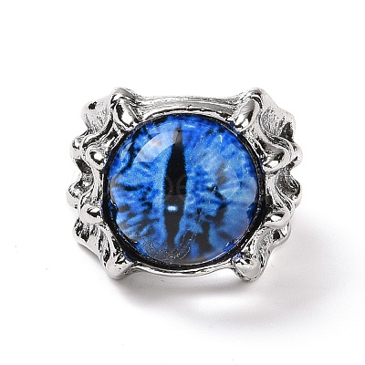 Dragon Eye Glass Wide Band Rings for Men RJEW-E017-01AS-05-1