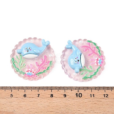 Ocean Theme Flat Round Resin Cabochons CRES-T025-02C-1