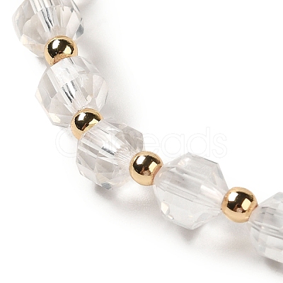 Faceted Natural Quartz Crystal Stretch Beaded Bracelets BJEW-P318-01G-02-1