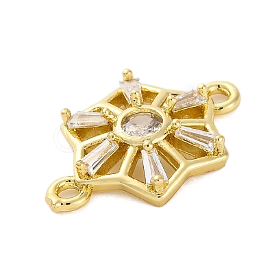 Brass Clear Cubic Zirconia Connector Charms/Links LS-FIND-L019-07G-03-1