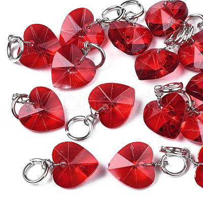 Faceted Transparent Glass Charms GLAA-T024-04I-1