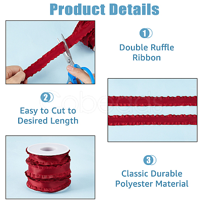 10 Yards Polyester Pleated Edged Ribbon for Clothing Decoration DIY-FI0001-13E-1
