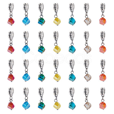 105Pcs 7 Colors Glass European Dangle Charms PALLOY-TAC0221-1