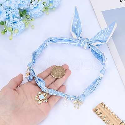 Flower Alloy Enamel & Resin & Glass & Plastic Pearl & Rhinestone Tassel Scarf Choker Necklaces NJEW-SP0001-16C-1