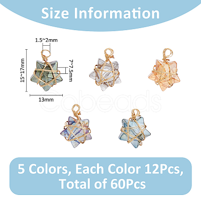 60Pcs Wire Wrapped Electroplate Glass Pendants PALLOY-FH0008-76A-1