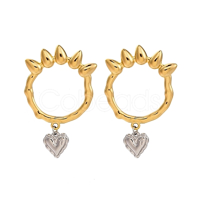304 Stainless Steel Dangle Stud Earrings EJEW-K296-02GP-07-1
