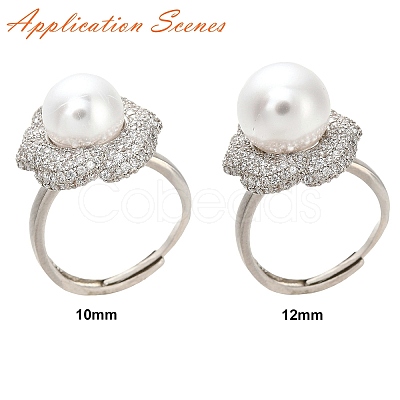 Flower Brass Micro Pave Cubic Zirconia Adjustable Ring Settings KK-K297-03P-1