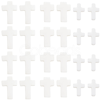 60Pcs 3 Styles Cross Natural Shell Beads BSHE-SC0001-18-1