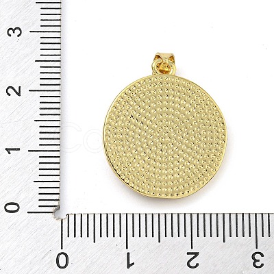 Rack Plating Brass Pave Shell Flat Round Pendants KK-Z063-11G-03-1