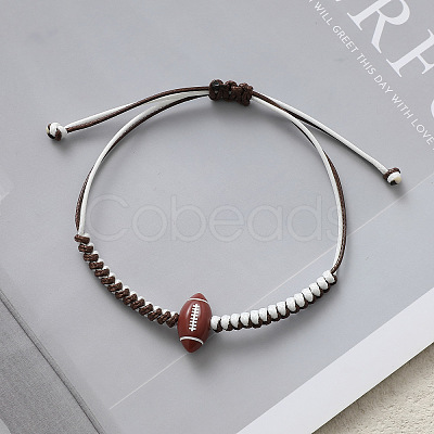 Sports Theme Waxed Cord Braided Bracelets FS-WG8B70B-06-1