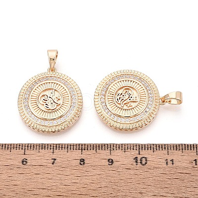 Brass Pave Clear Cubic Zirconia Pendants KK-T081-09G-1