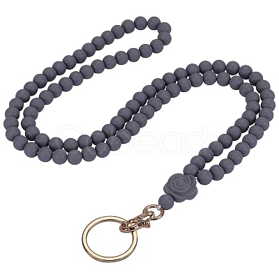 Rose Silicone ID Card Neck Strap Card Holder NJEW-SW00028-08-1