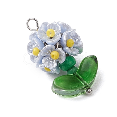 Glass Seed Beaded Flower Pendants X1-PALLOY-MZ00521-03-1