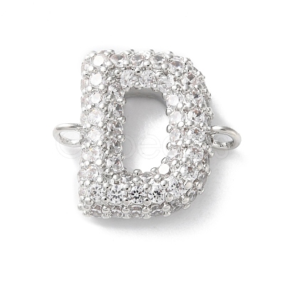 Brass Micro Pave Cubic Zirconia Letter Links KK-I717-04D-P-1