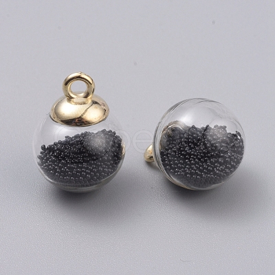 Transparent Glass Globe Pendants GLAA-TAC0002-K05-1