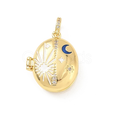 Brass Enamel Photo Locket Pendants X-KK-A303-19D-G-1