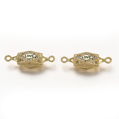 Brass Micro Pave Clear Cubic Zirconia Links Connectors ZIRC-I052-07G-1