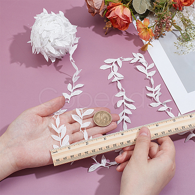 Polyester Lace Leaf Ribbon OCOR-WH0082-514A-1