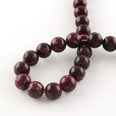 Dyed Natural Sesame Jasper Round Beads Strands G-R342-8mm-11-1
