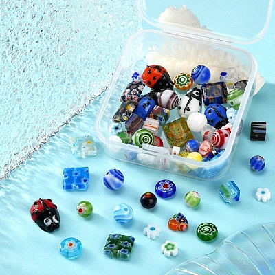 61Pcs 8 Style Handmade Lampwork Beads LAMP-YW0001-05-1