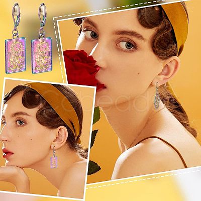 50Pcs Rainbow Color 304 Stainless Steel Leverback Earring Findings STAS-UN0038-46-1